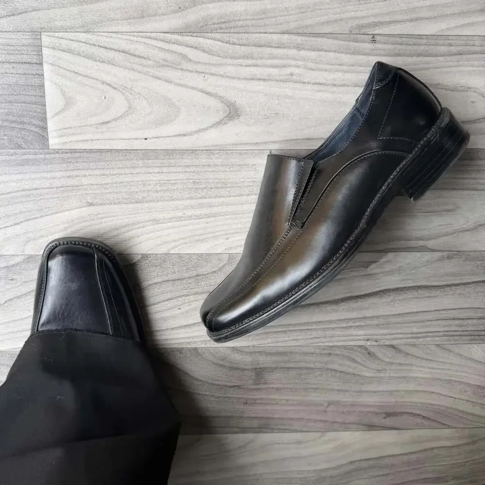 Bruno Marc State-01 Loafers Size US 7.5 Black Leather Square Toe